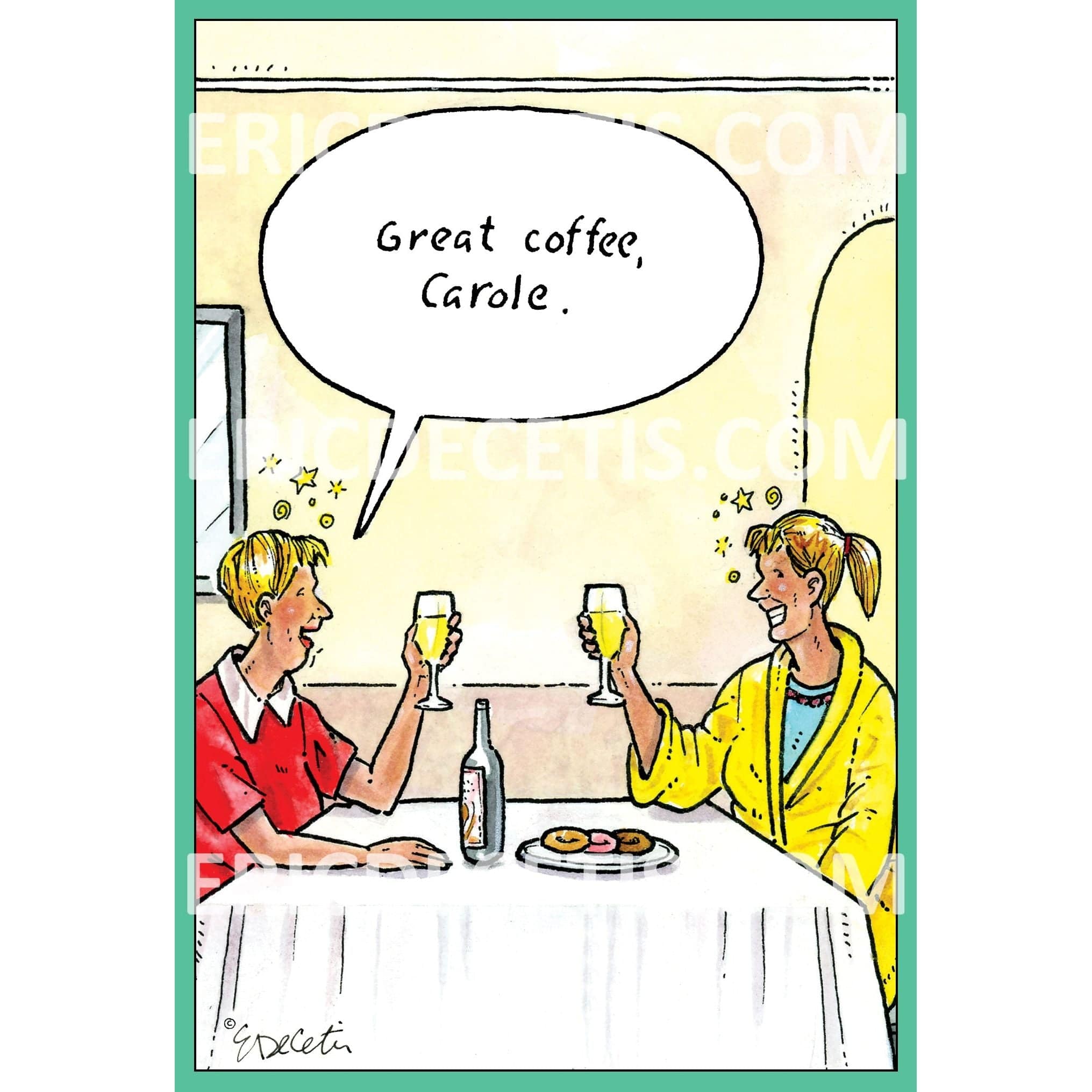 Pictura Great Coffee Birthday Card by Eric Decetis, featuring a colorful coffee-themed illustration on a cheerful greeting card.